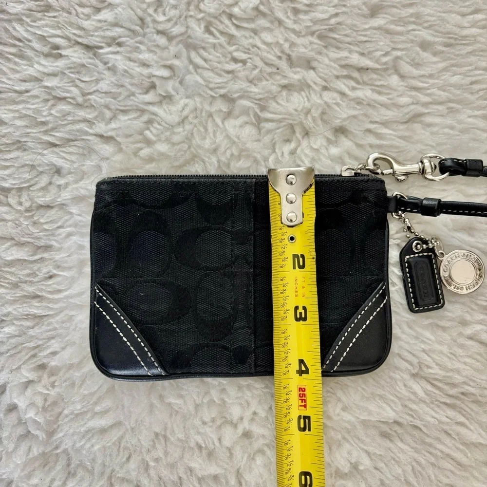 Coach CC Signature Canvas Black Leather Wristlet with Charm